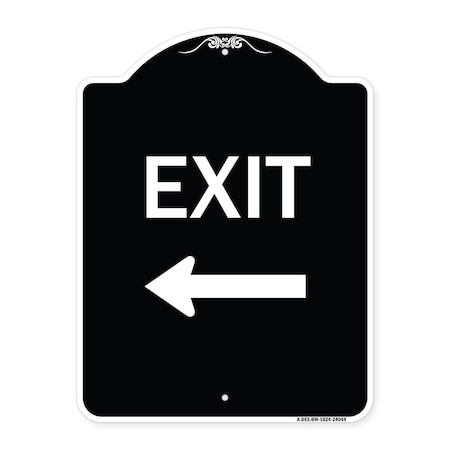 Signmission Exit With Left Arrow 2 Heavy-Gauge Aluminum Architectural Sign, 24" H, 18" L, BW-1824-24049 A-DES-BW-1824-24049